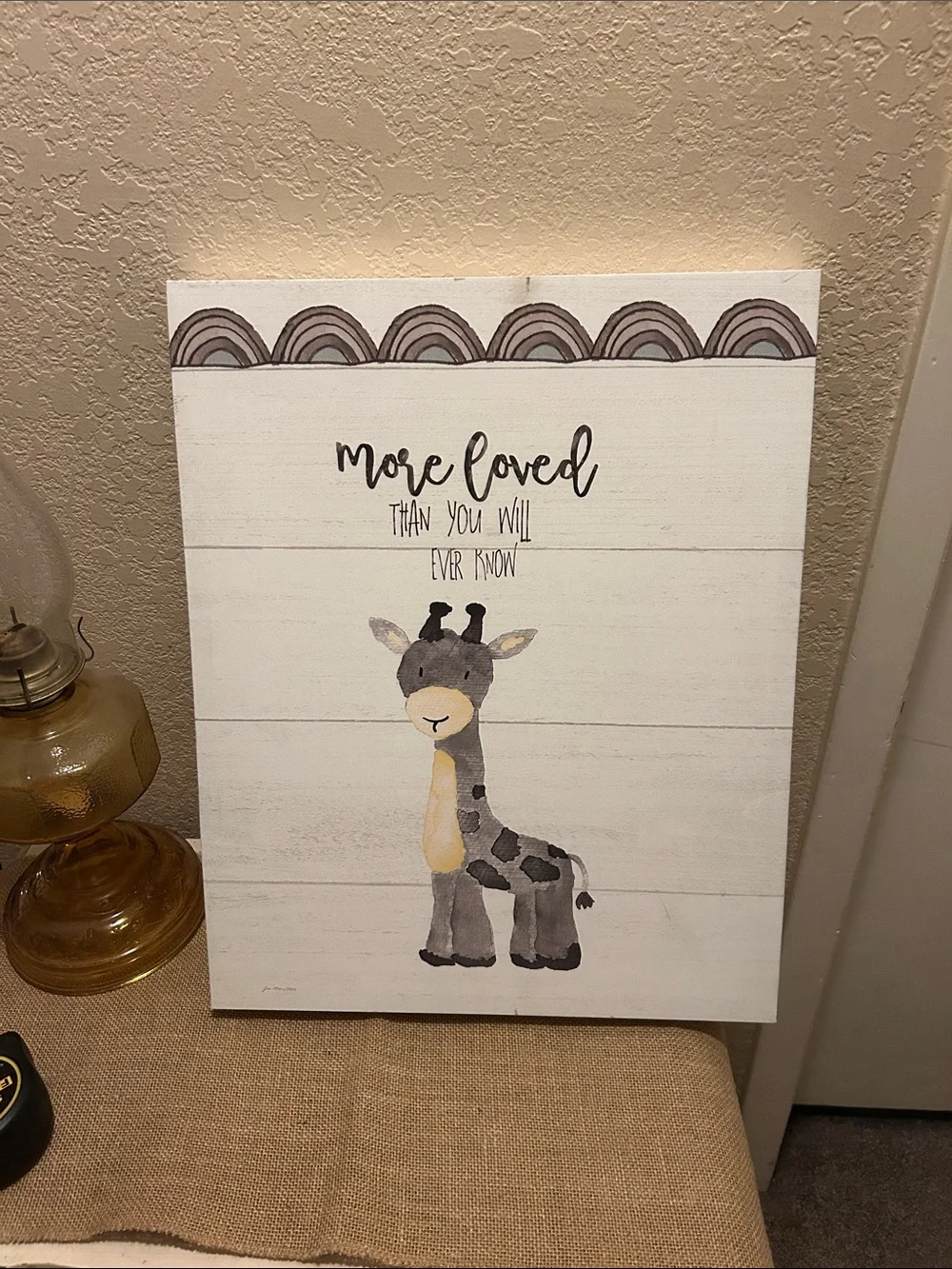 More Loved Gray Giraffe Wall Art - Neutral Nursery Decor
